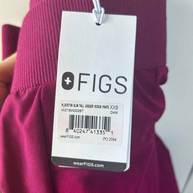 Figs Boston Slim Jogger Scrub Pants in Dark Magenta Size XXSmall Tall NWT