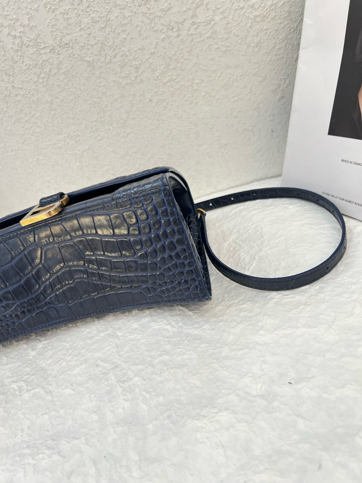 Authentic Balenciaga Hourglass Top Handle Bag S Crocodile-embossed Leather Top
