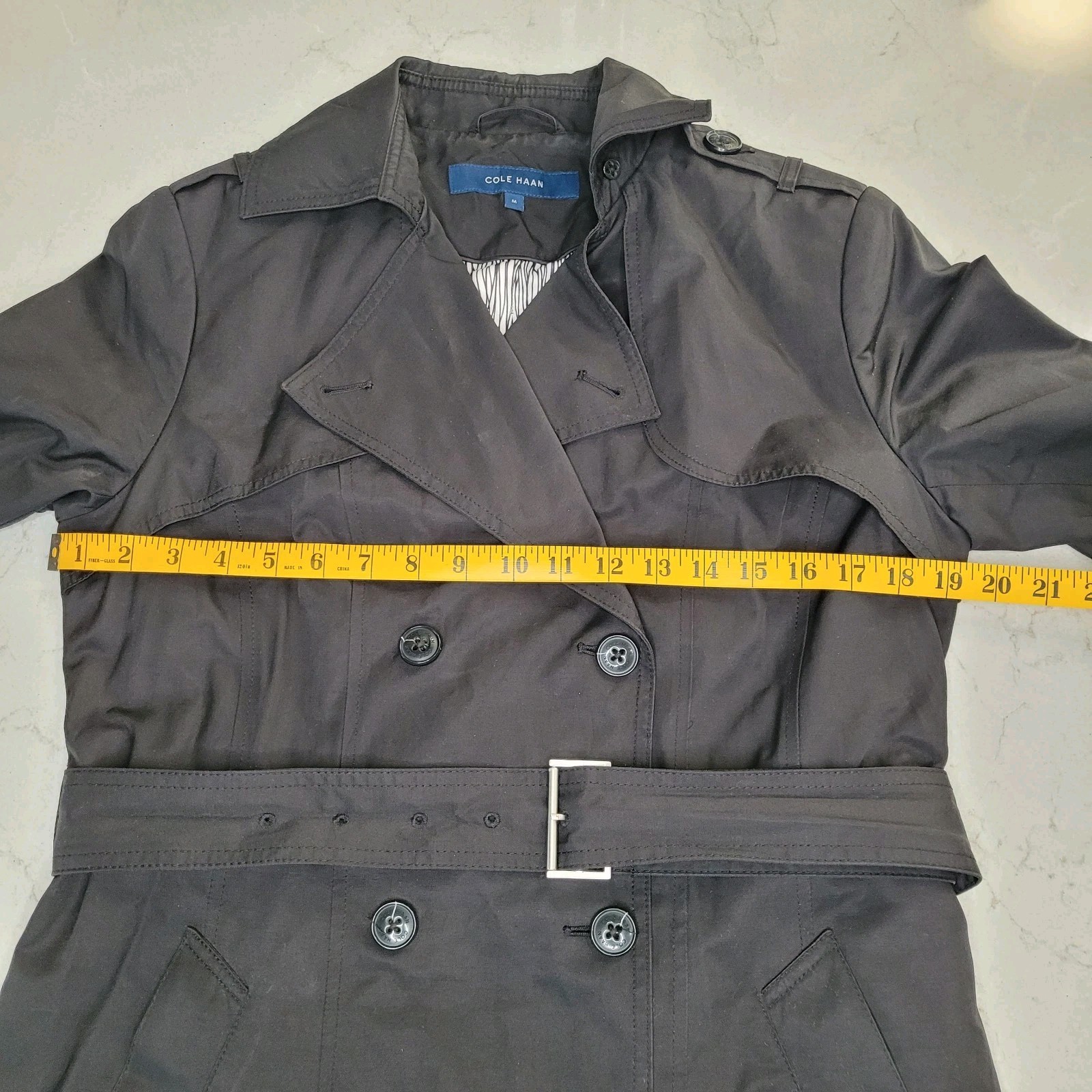 Cole Haan Women’s Black Double Breasted Trench Coat w/Belt Size M