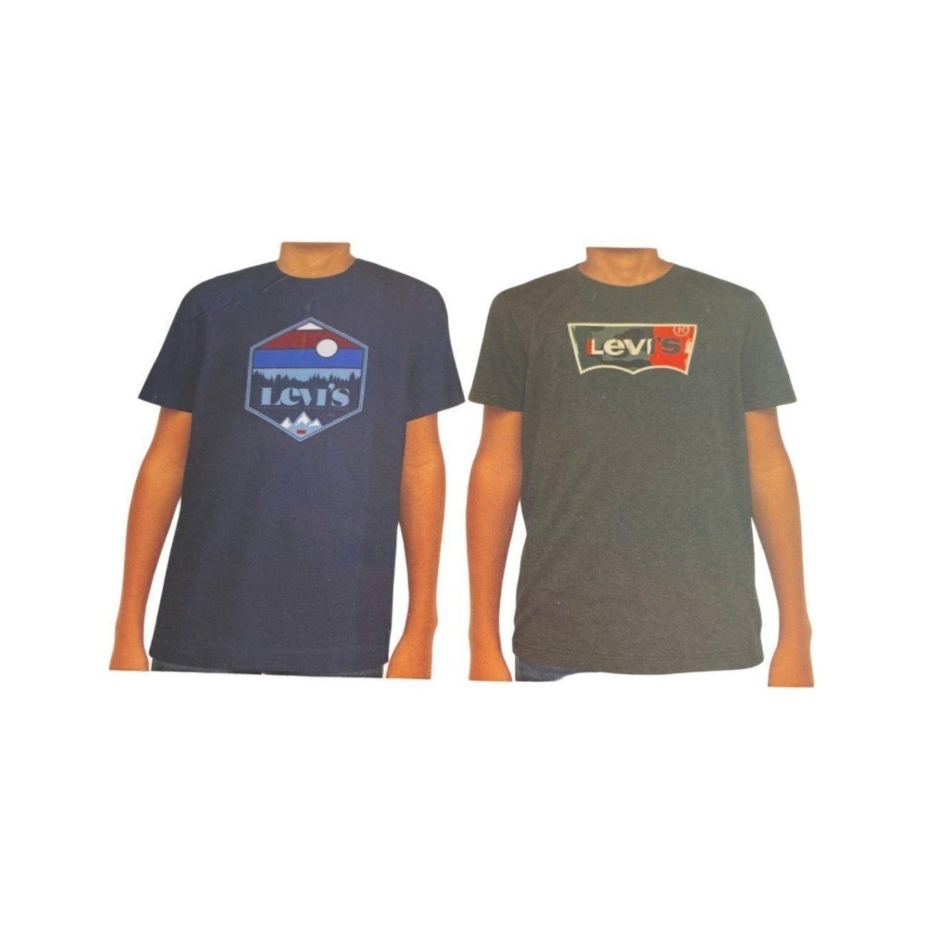 Levi’s Graphic T-Shirt 2-Pack Kids Size S 8 Navy Olive New Batwing Mountain