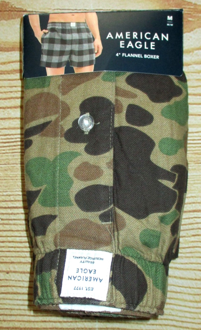 MENS AMERICAN EAGLE CAMOUFLAGE FLANNEL BOXER SHORTS SIZE M (32/34)