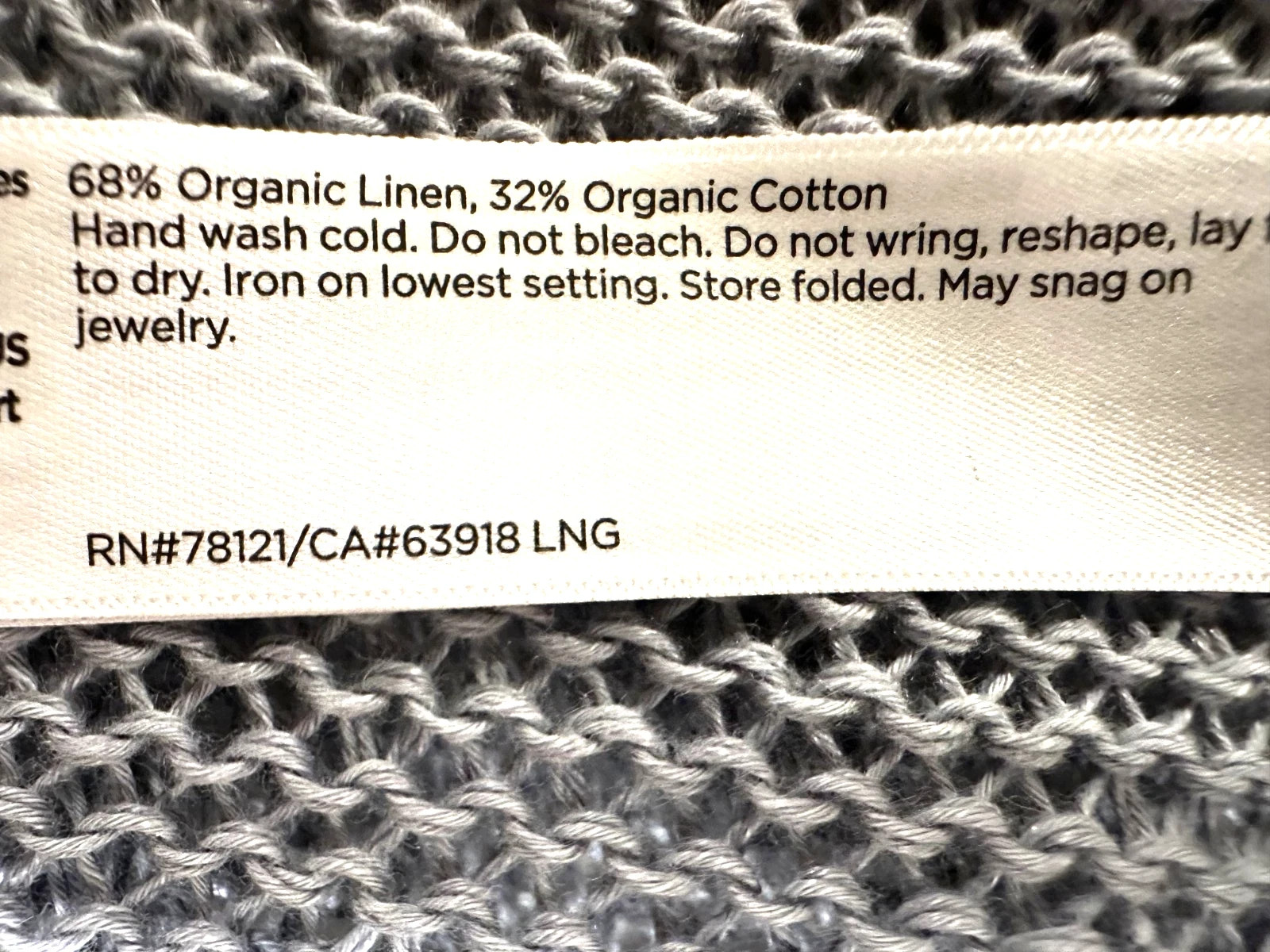 NWT $298 Eileen Fisher Organic Linen Cotton Cord Long Cardigan PP Greystone