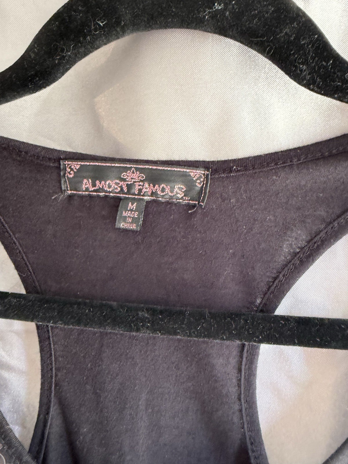Y2K Almost Famous Silver And Black Racer back Tank Top Size Medium