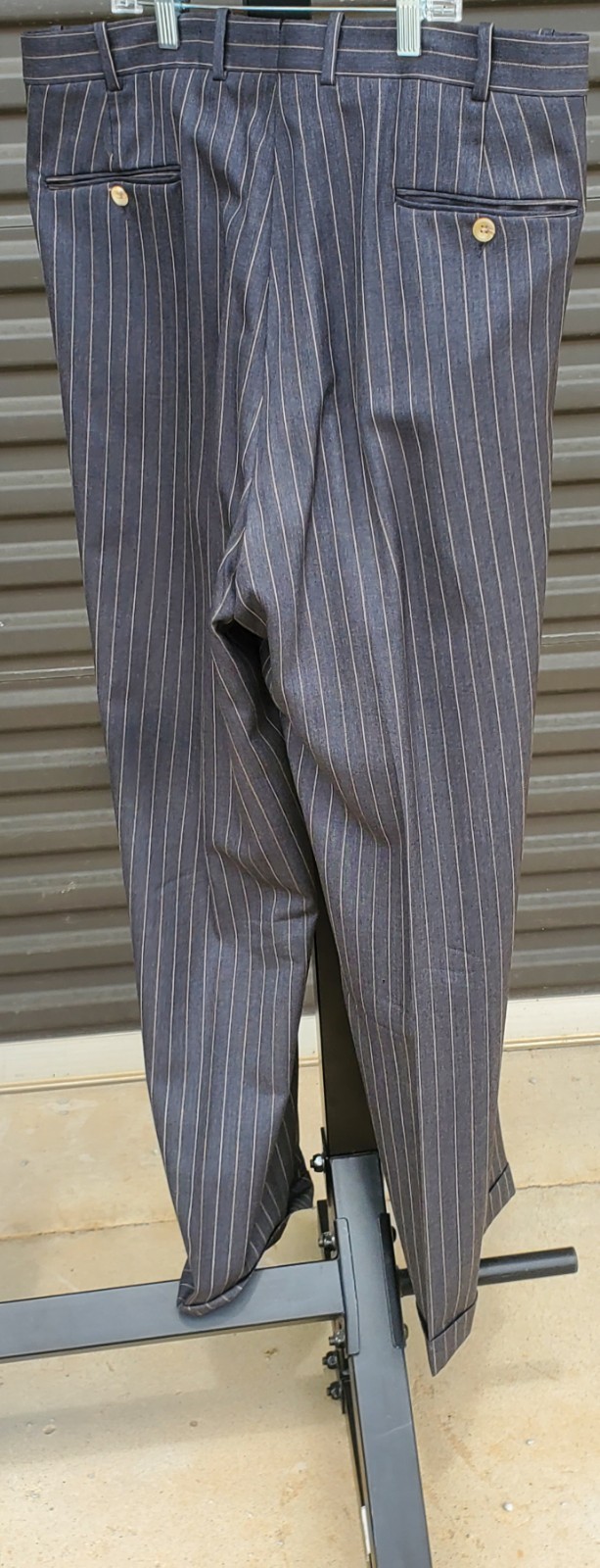Tom James Corporate Image Mens Navy Pinstripe Wool Suit Sz 46 R Pants 36 X 32