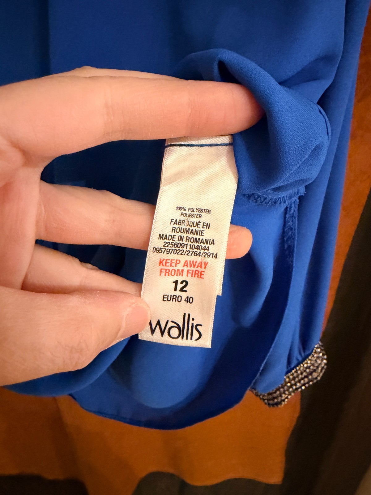 Wallis Petite Sky Blue Blouse UK 12 Embellished Sequin Cuff Wrap Front Smart Top