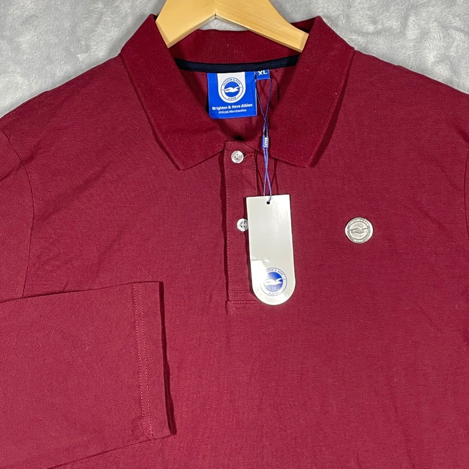 Brighton & Hove Albion Mens Long Sleeve Polo Shirt Burgundy XL NWT BHAFC
