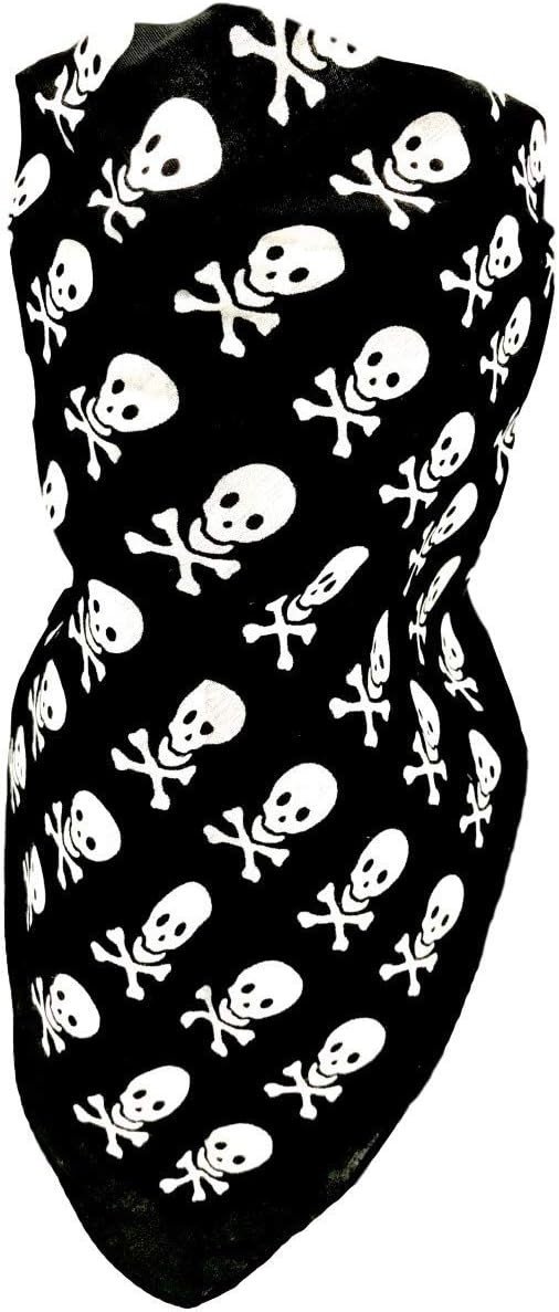 LITTLE Skulls VELCRO®Brand Adjustable Close COTTON Bandana Face Cover Mask BLACK