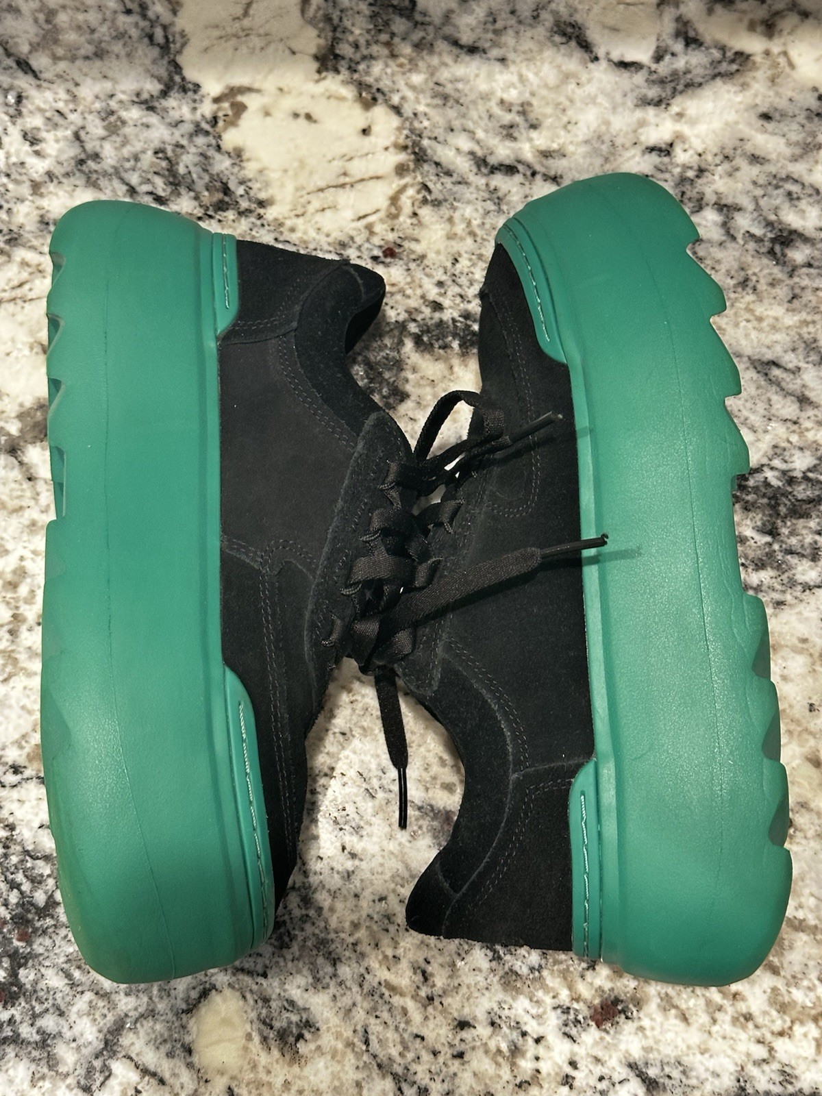 UGG Black Emerald Suede Marin Mega Lace 2.25 In Platform Sneakers, US 6