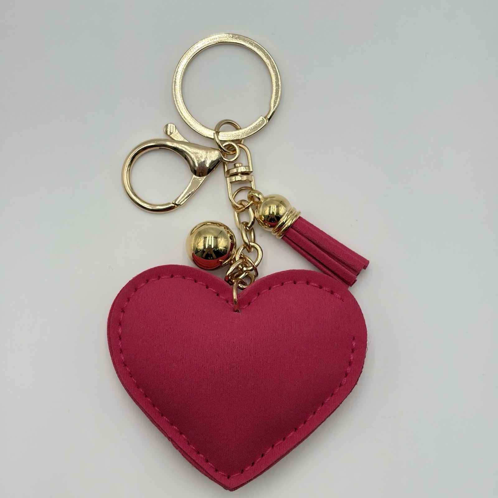 Pink Heart Rhinestone Bag Charm Crystal Keychain Purse Charm Tassel Cute Gift