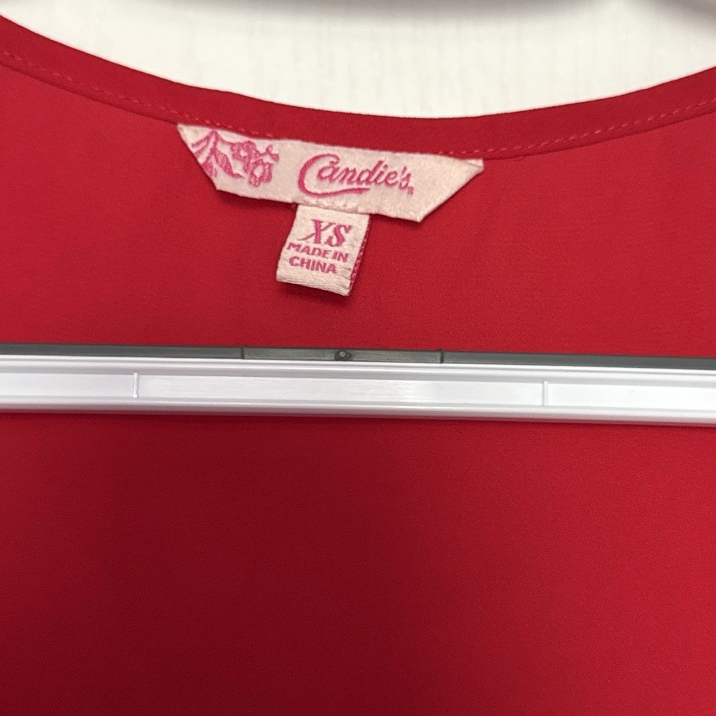 Candie’s Women’s Red Sheer V-Neck Sleeveless Pullover Tank Top Regular XS