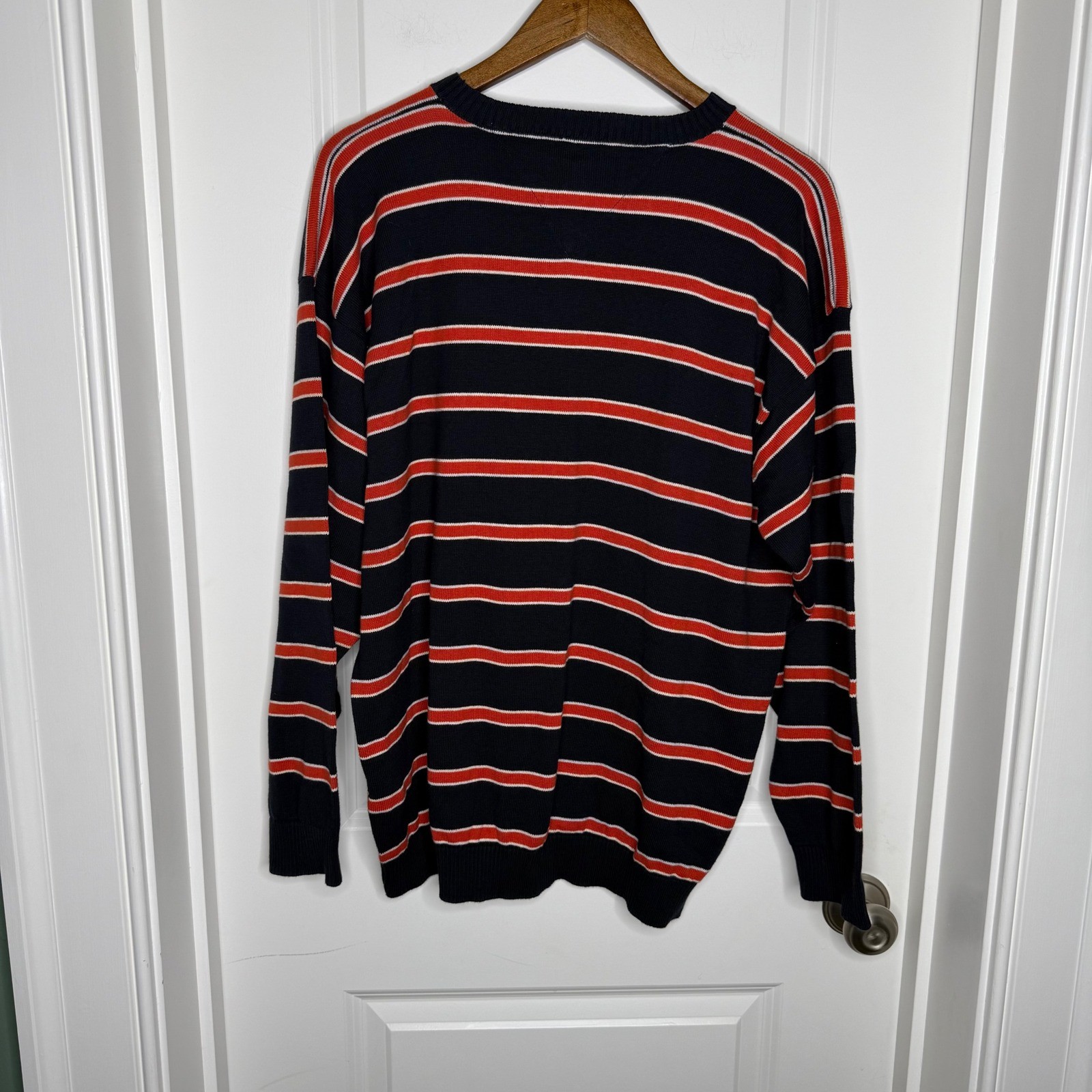 Tommy Hilfiger Mens Striped Crew Neck Cotton Sweater Size L Y2K