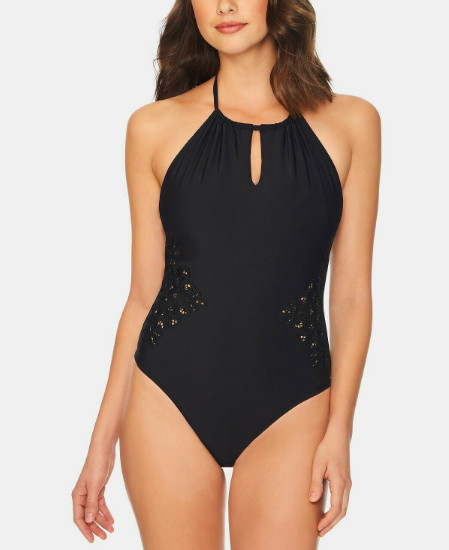 Vera Bradley Kismet Daisy Dots Reversible One Piece Swimsuit Black Size XL