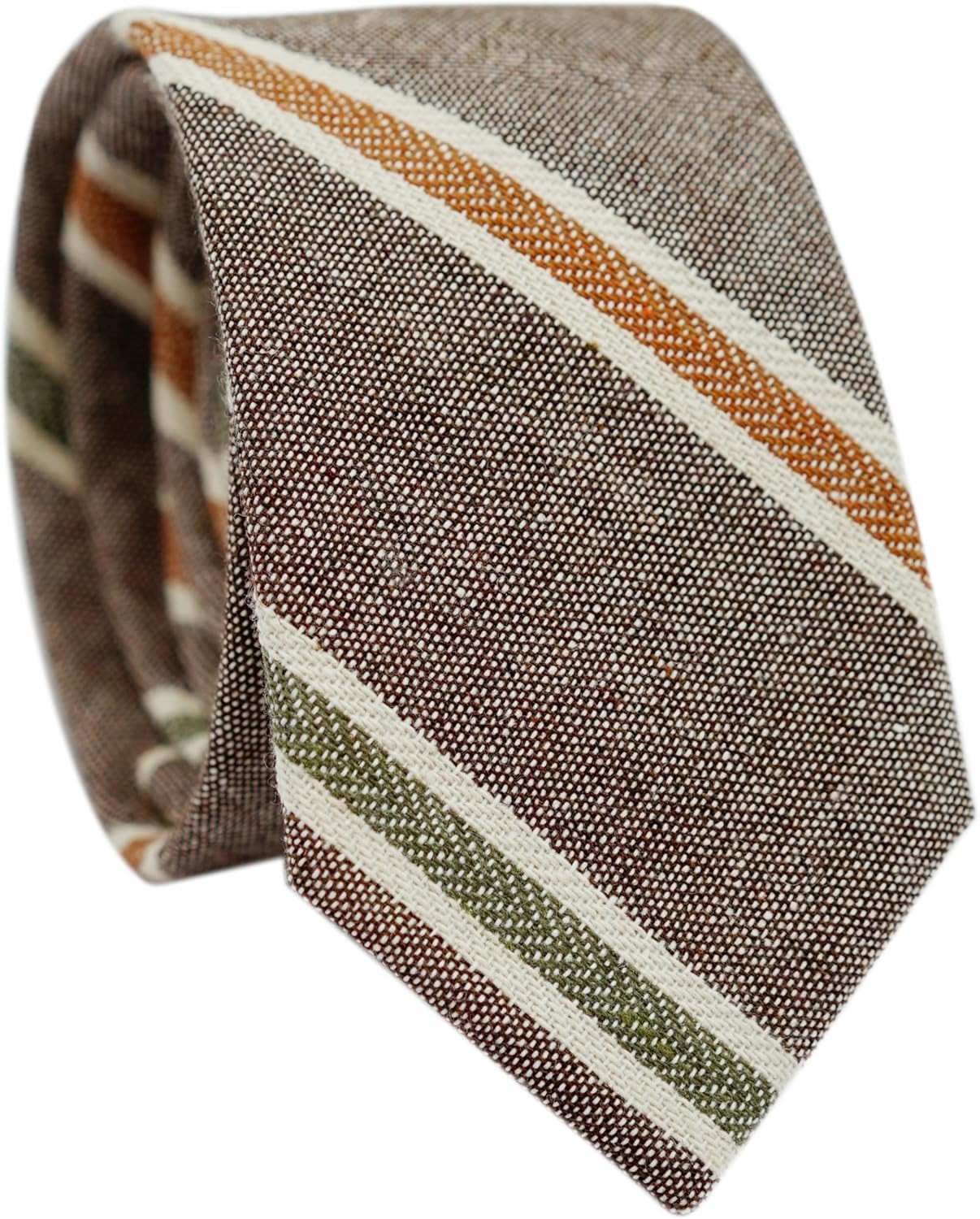 2.5 inch Skinny Ties for Men, Solid Cotton Linen Neckties