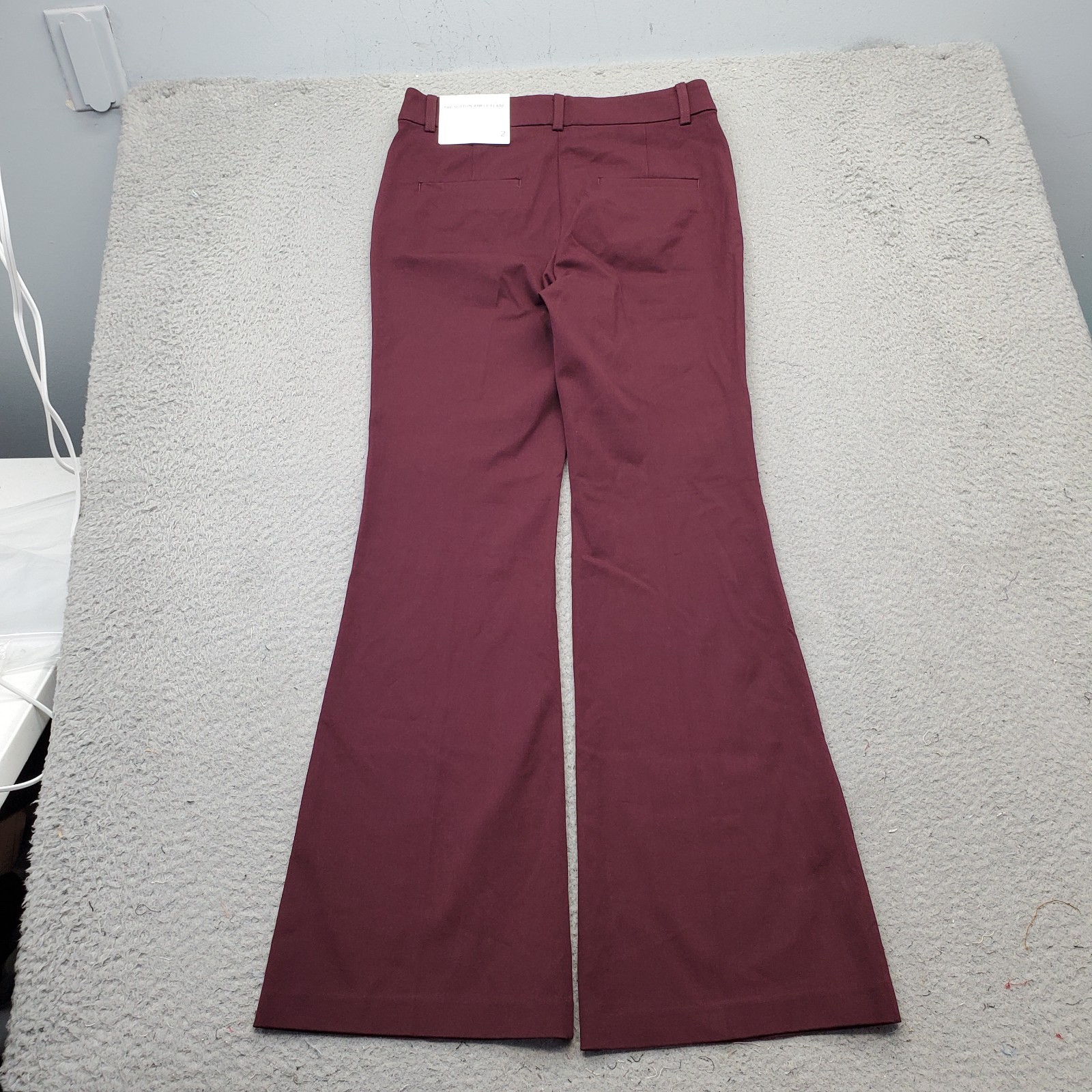 LOFT The Sutton Ankle Flare Pants Womens 2 Burgundy Stretch Regular Flat Front
