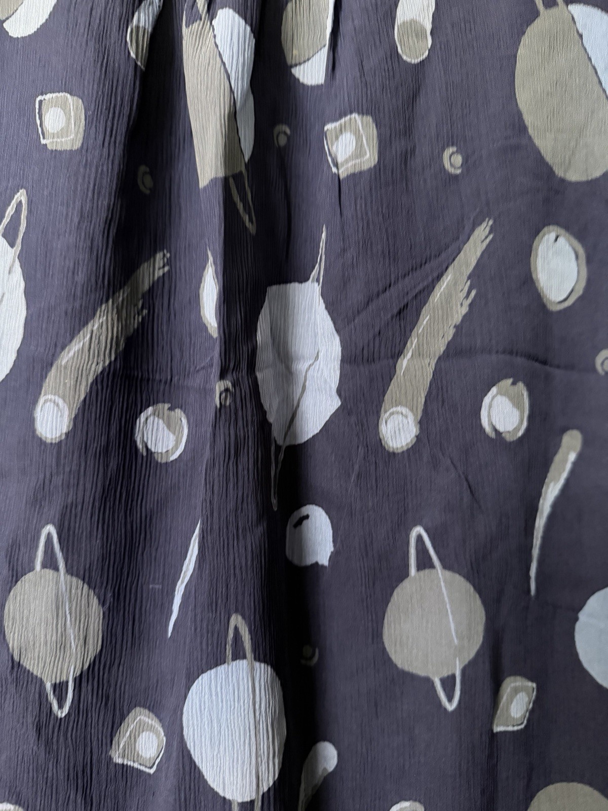 WHIT Navy Celestial Planet Print Shift Dress Whitney Pozgay 100% Silk Chiffon