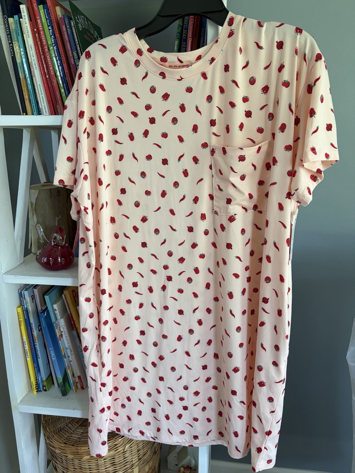 NWT Joyspun Salsa Sleep shirt Nightgown pepper Tomato Spicy Peachy Pockets L-XL