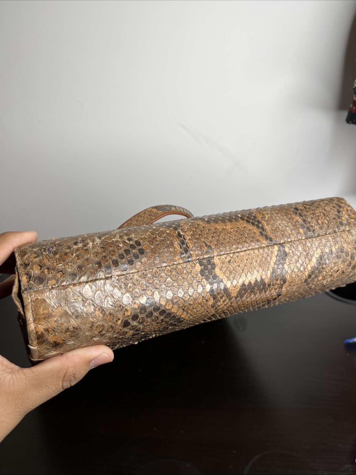 Genuine Python Skin Double Handle Purse – Mid 21st Century 1950s