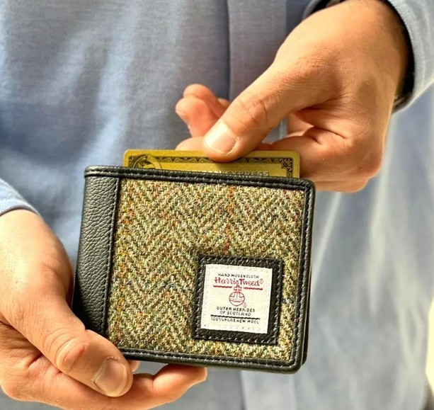 Maccessori Harris Tweed & Vegan Leather Bi-fold Wallet for Men and Women