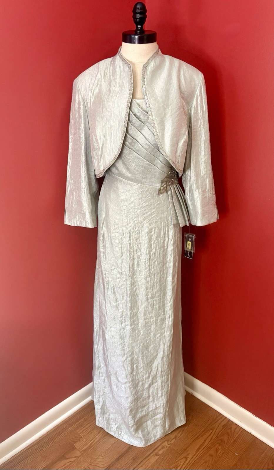 NEW Jessica Howard Mint Green Mother of the Bride Evening Dress Beaded Jacket 16