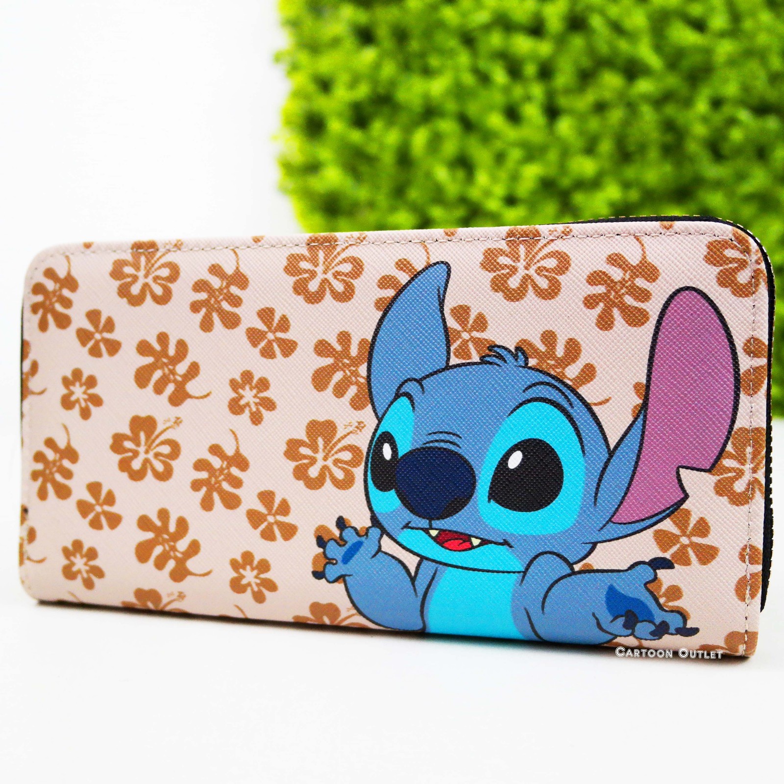 Disney Stitch Deluxe Wallet Lilo & Stitch Zip Around Wallet 8″ x 4″ New Brown