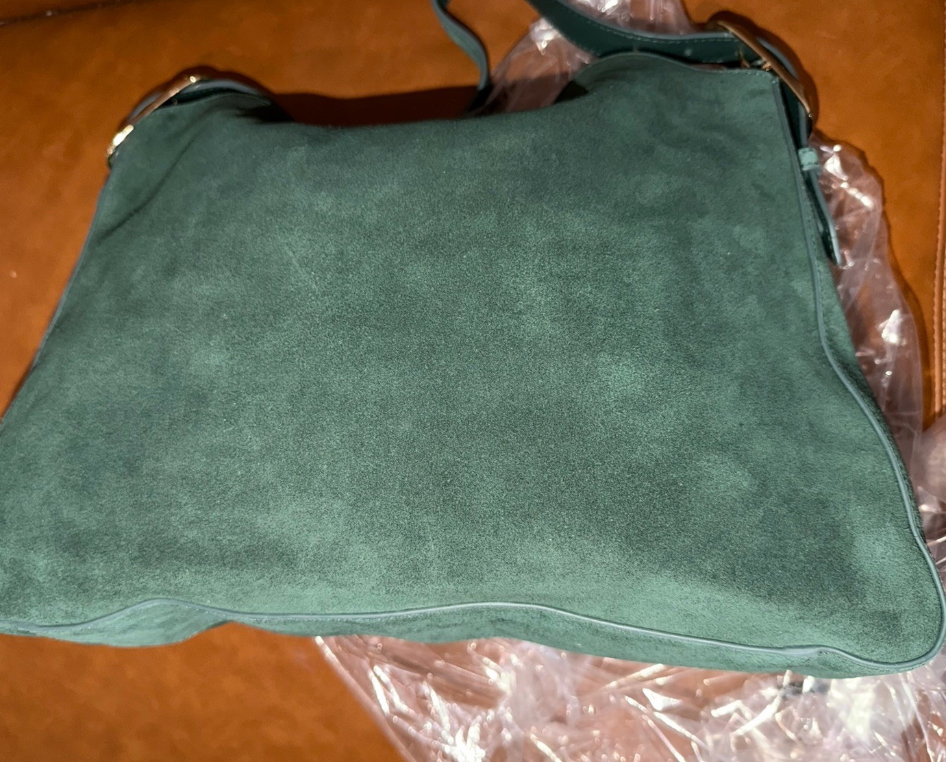 J.Crew Large Berkeley Luxe Suede Shoulder Bag Purse Midnight Foliage Green NWT