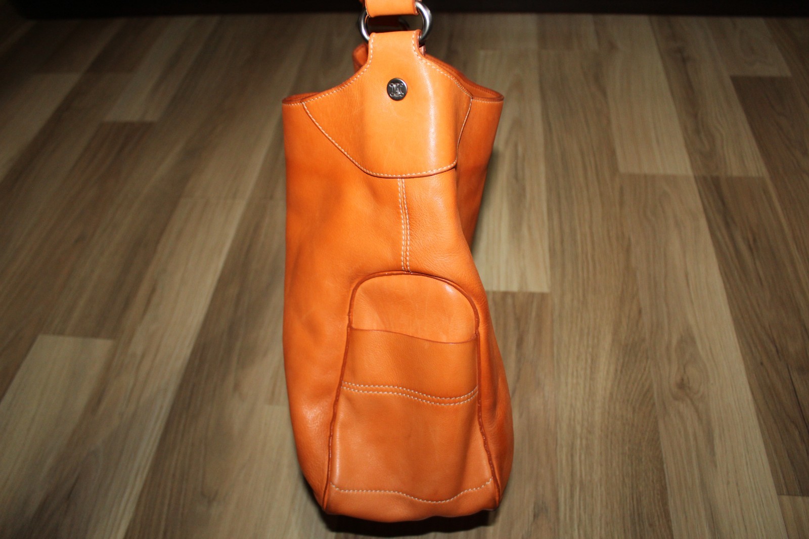 Celine Boogie Tote Bag Orange Leather Open Pockets Auth CE00/23