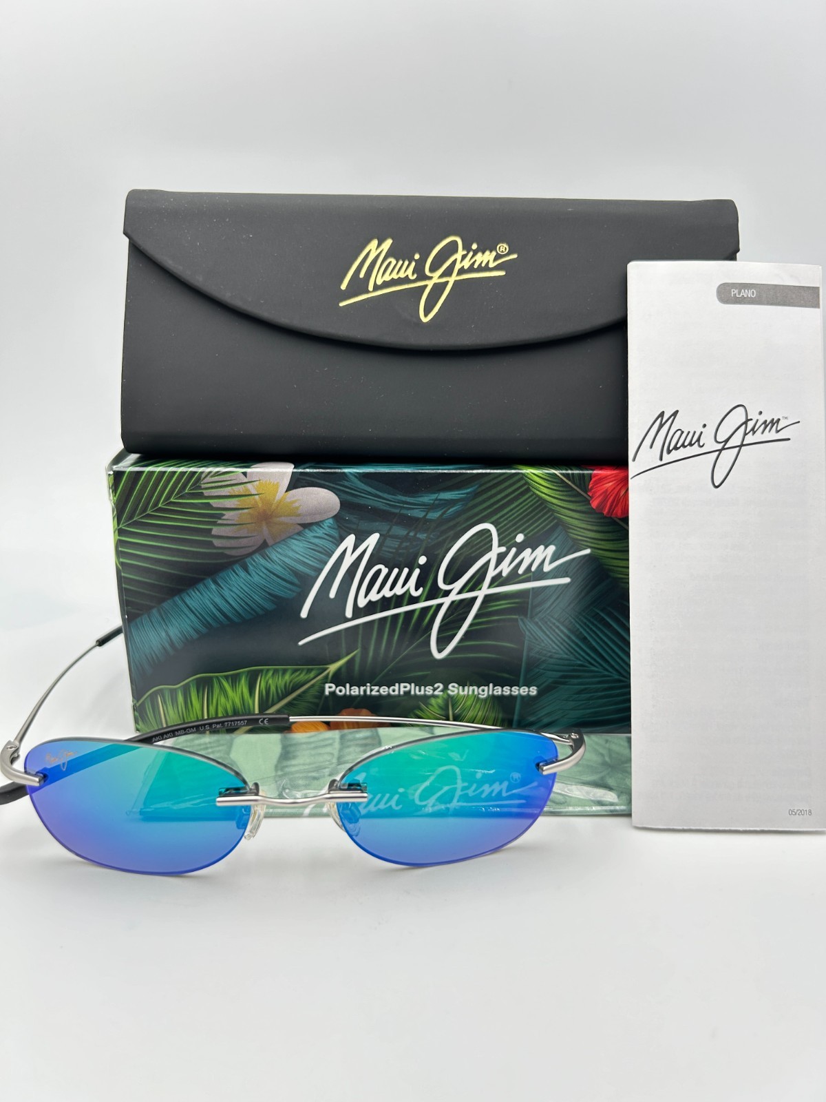 MAUI JIM Polarized Sunglasses MJ333 17M Aki Aki Matte Silver Maui Green NIB