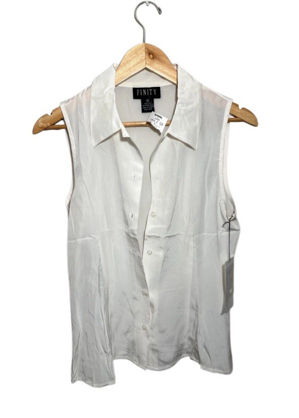 Vintage Finity Silk Sleeveless Top Y2K 90s Sz 8 Classic Minimalist Button Flaw