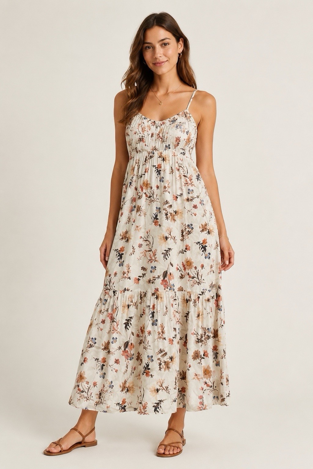 Abercrombie & Fitch Women Small S Floral Rayon Maxi Dress Adjustable Staps