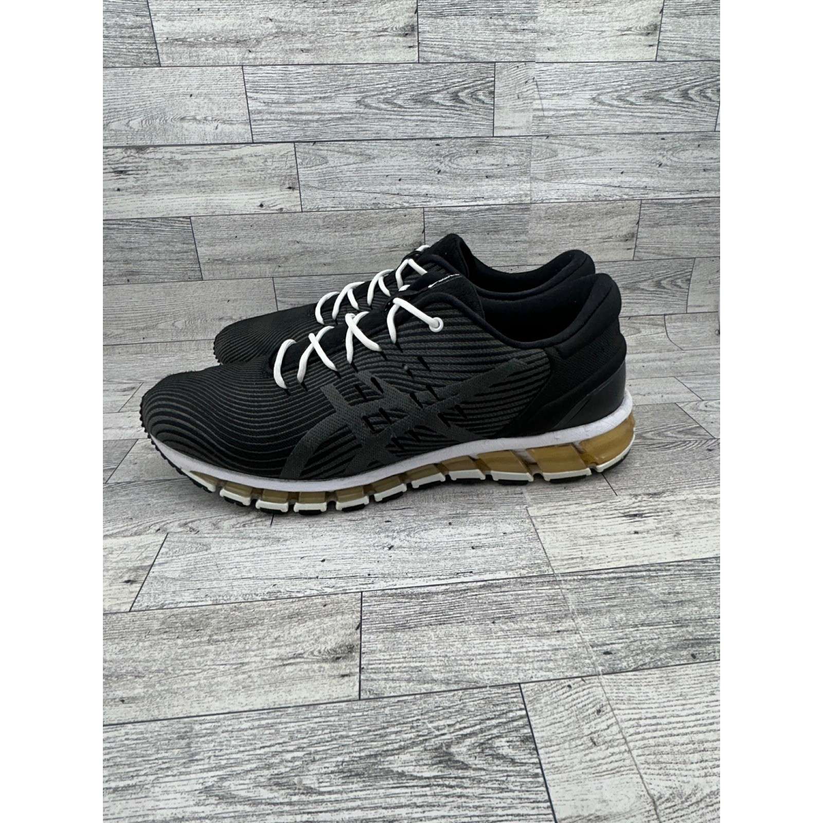 Asics Gel-Quantum 360 4 Men Running Shoes Black White Gold 1021A028 Size 11