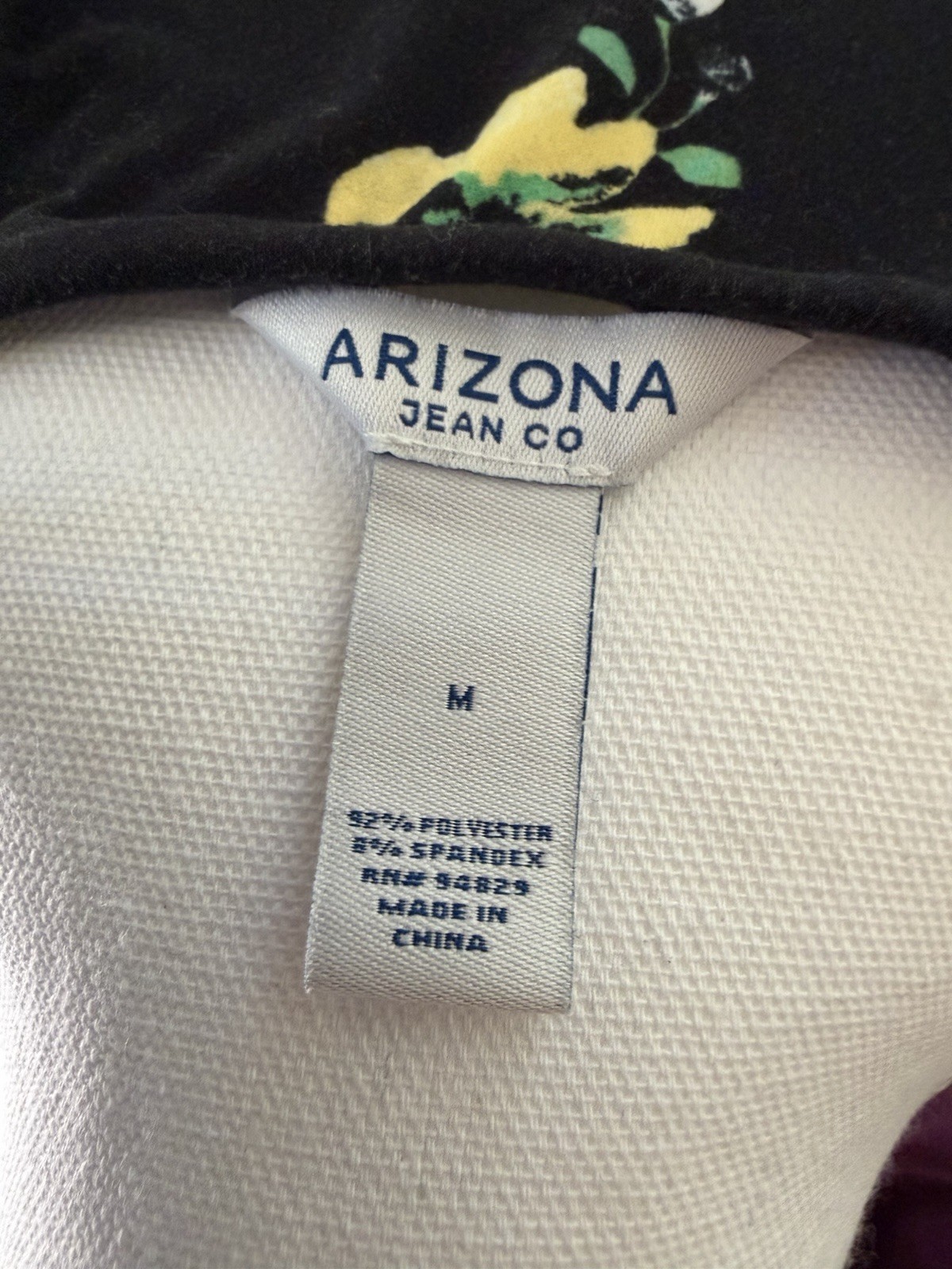Arizona Jean Co Floral Skater Dress Medium Black Yellow Sleeveless Fit & Flare