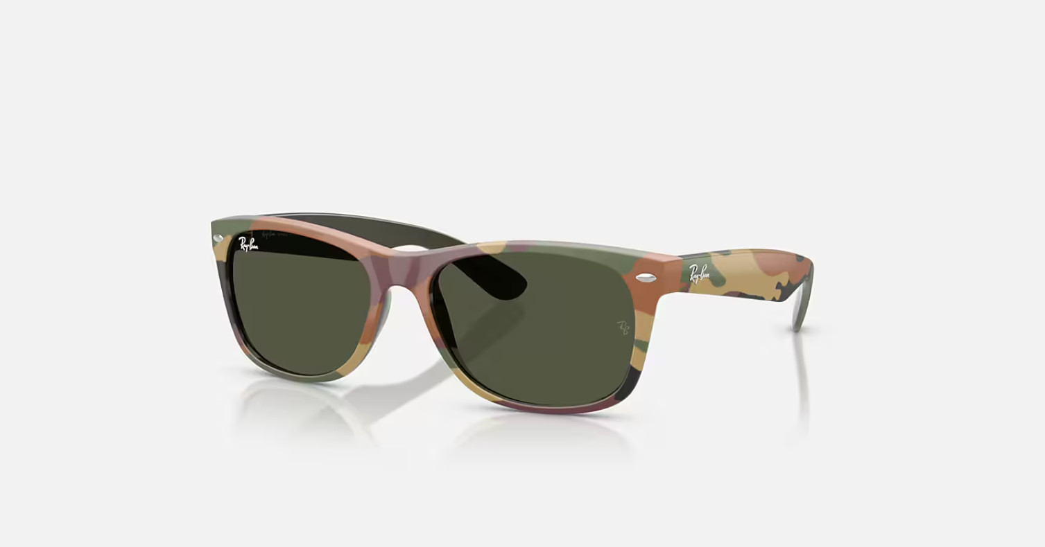 Ray-Ban New Wayfarer Green Camuflage/Green 55 mm Sunglasses RB2132 682331 55-18
