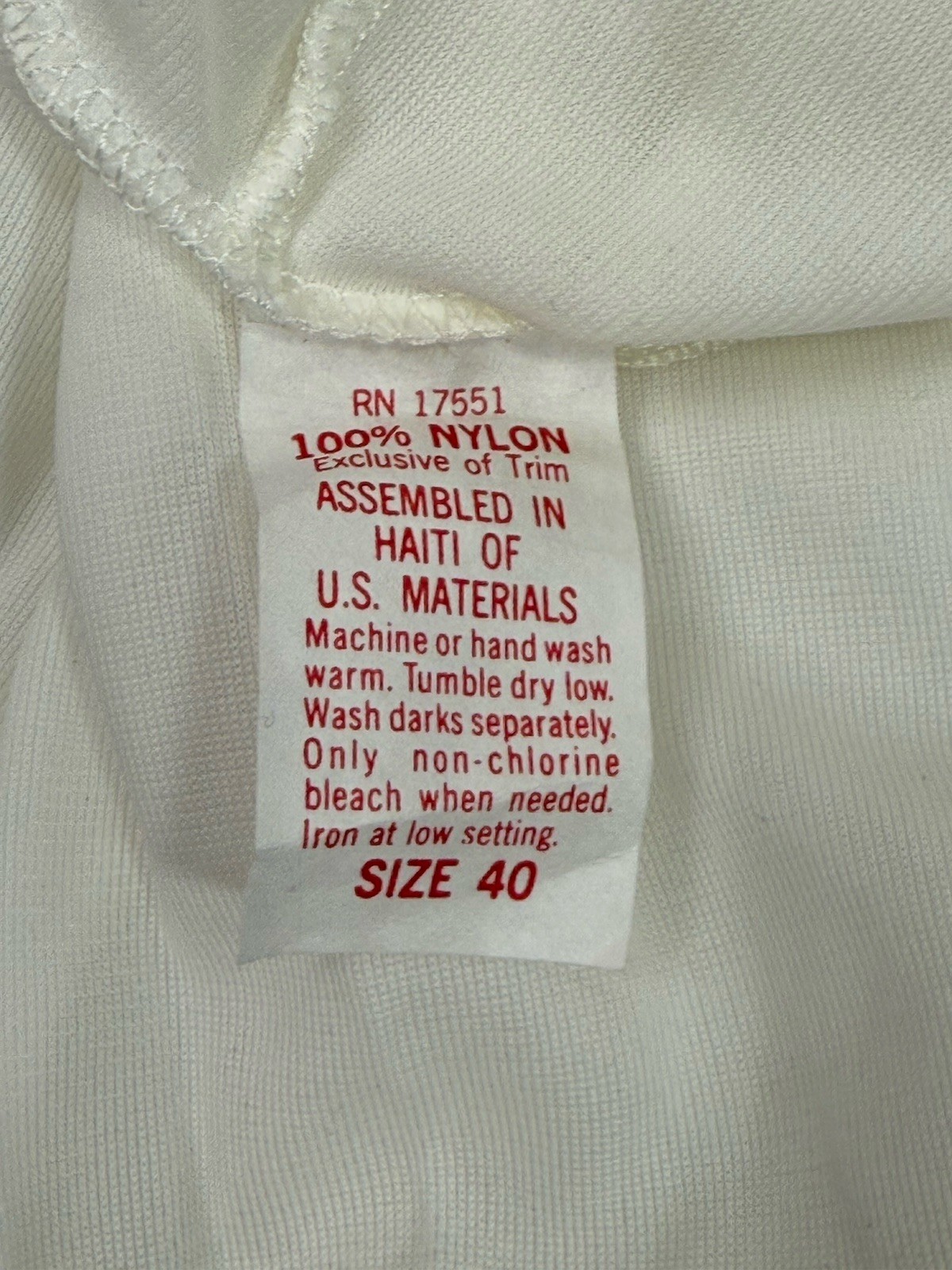 Vtg White Nylon Full Slip Snip Off Hem Style 1011 Size 40