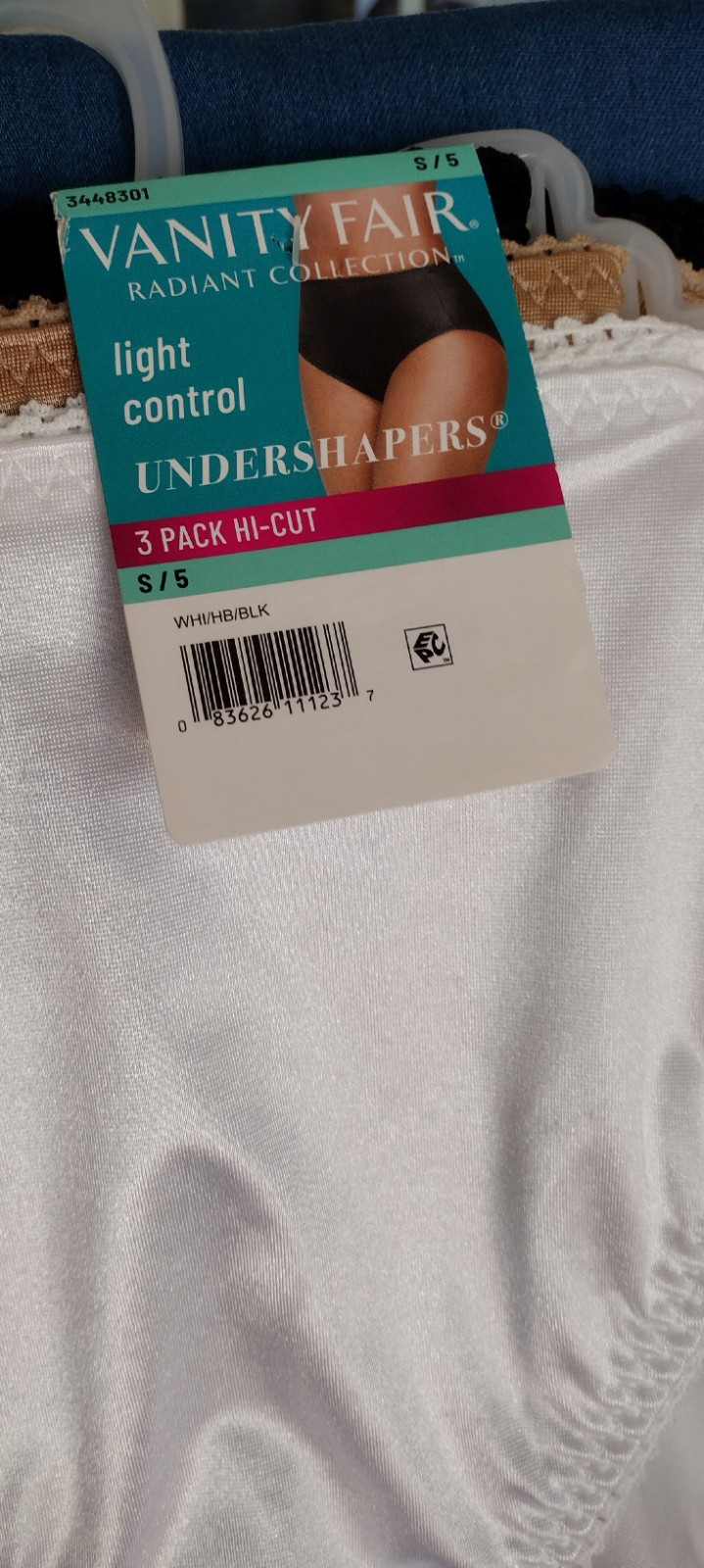 VANITY FAIR Women 3-Pair Undershapers Hi Cut Underwear Panties Nylon Size 5/S.