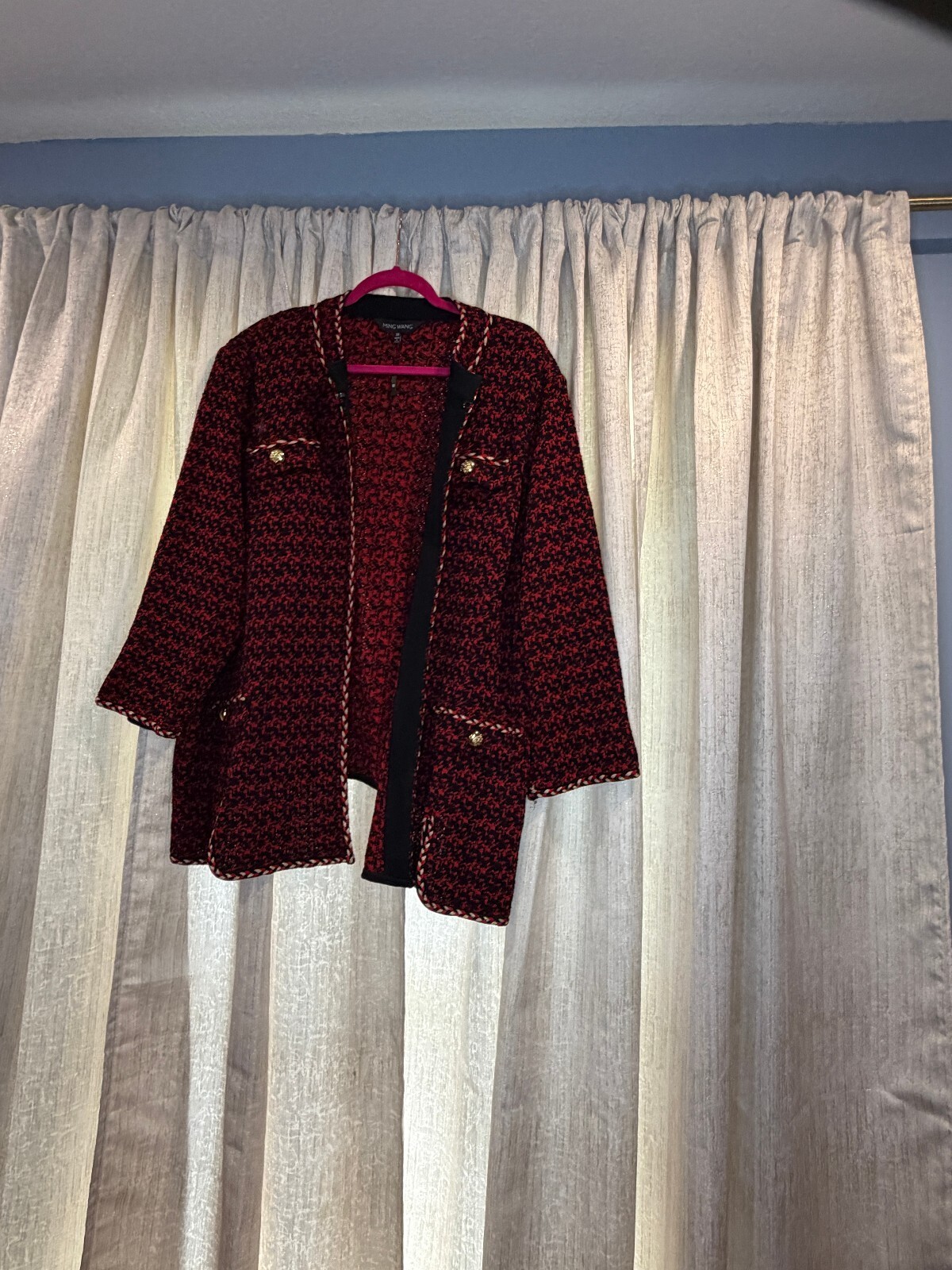 Ming Wang NWOT Red Black Tweed Knit Jacket Blazer 3X