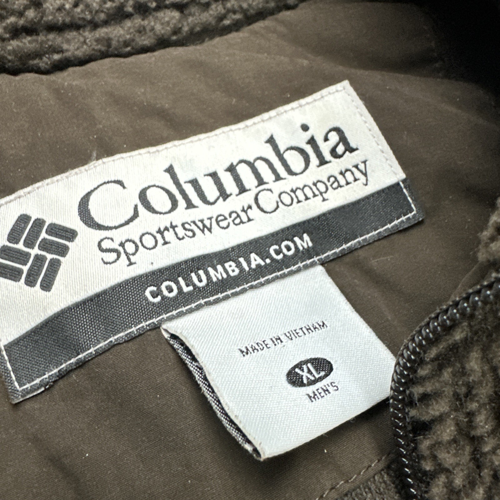 Vintage Columbia Jacket Men XL Dark Brown Sherpa Fleece Elbow Pads Teddy