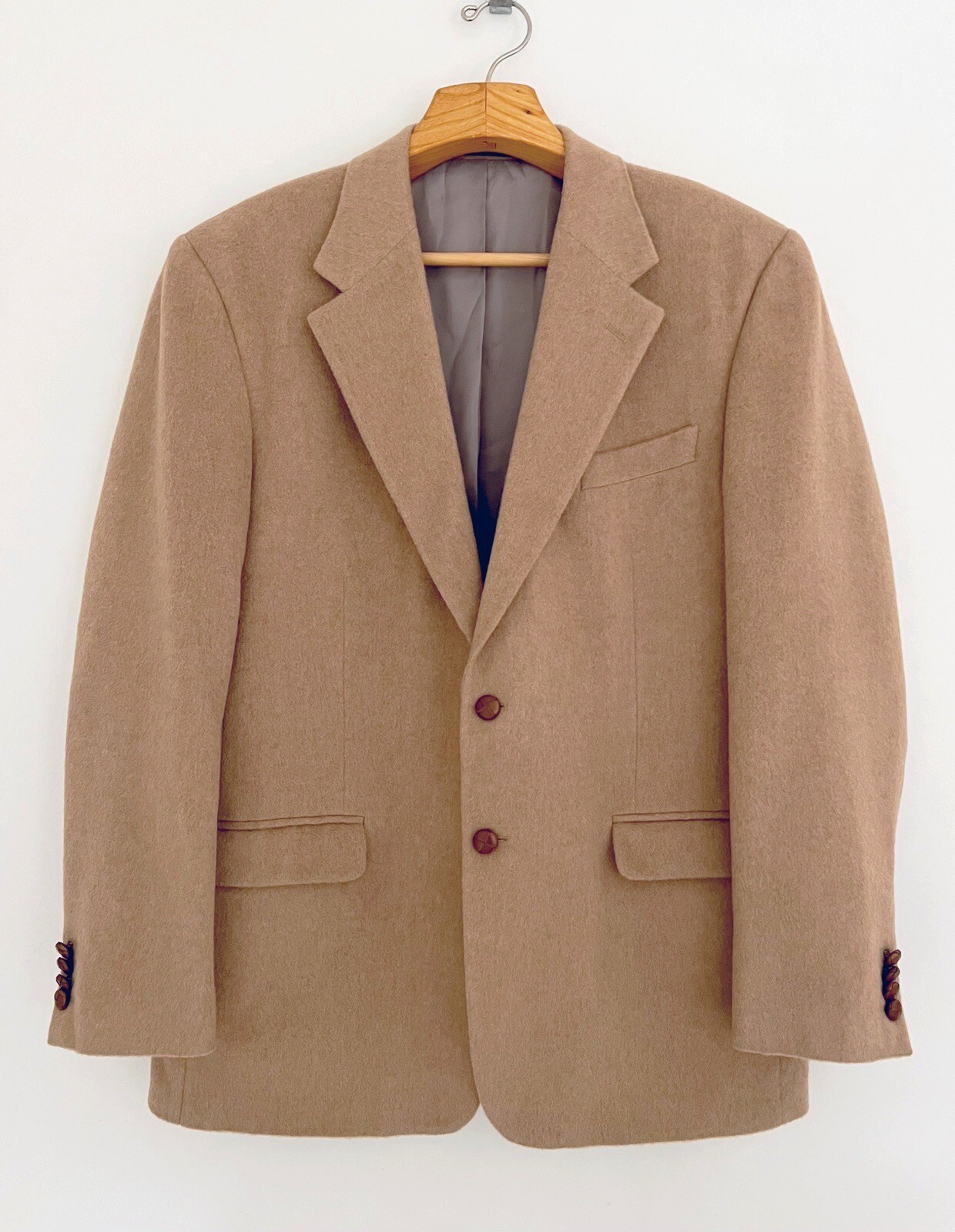 Vtg TAILORS ROW Deansgate 100% Camel Hair Sport Coat Blazer Jacket Men 44L Tan