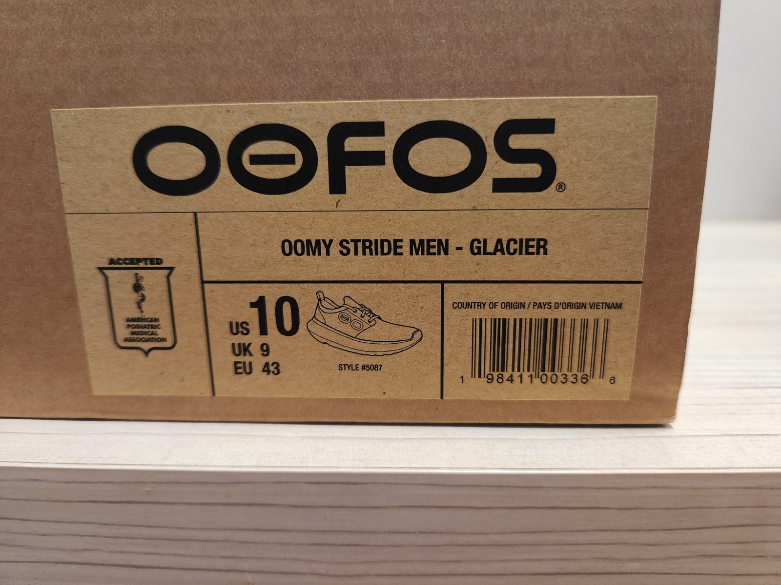 OOFOS Mens Oomy Stride Lace Up Glacier Size US 10 Style 5087 NWT