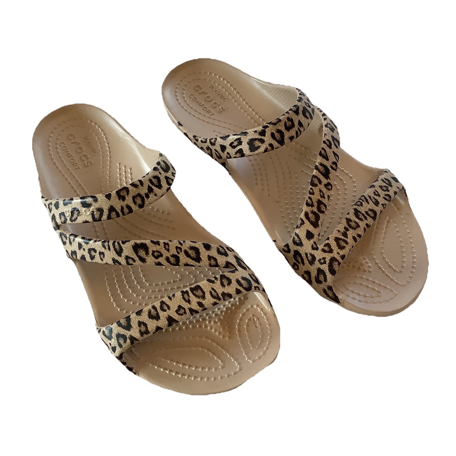 Crocs Kadee Cheetah Print Strappy Sandals Womens Size 7 Tan Animal Print