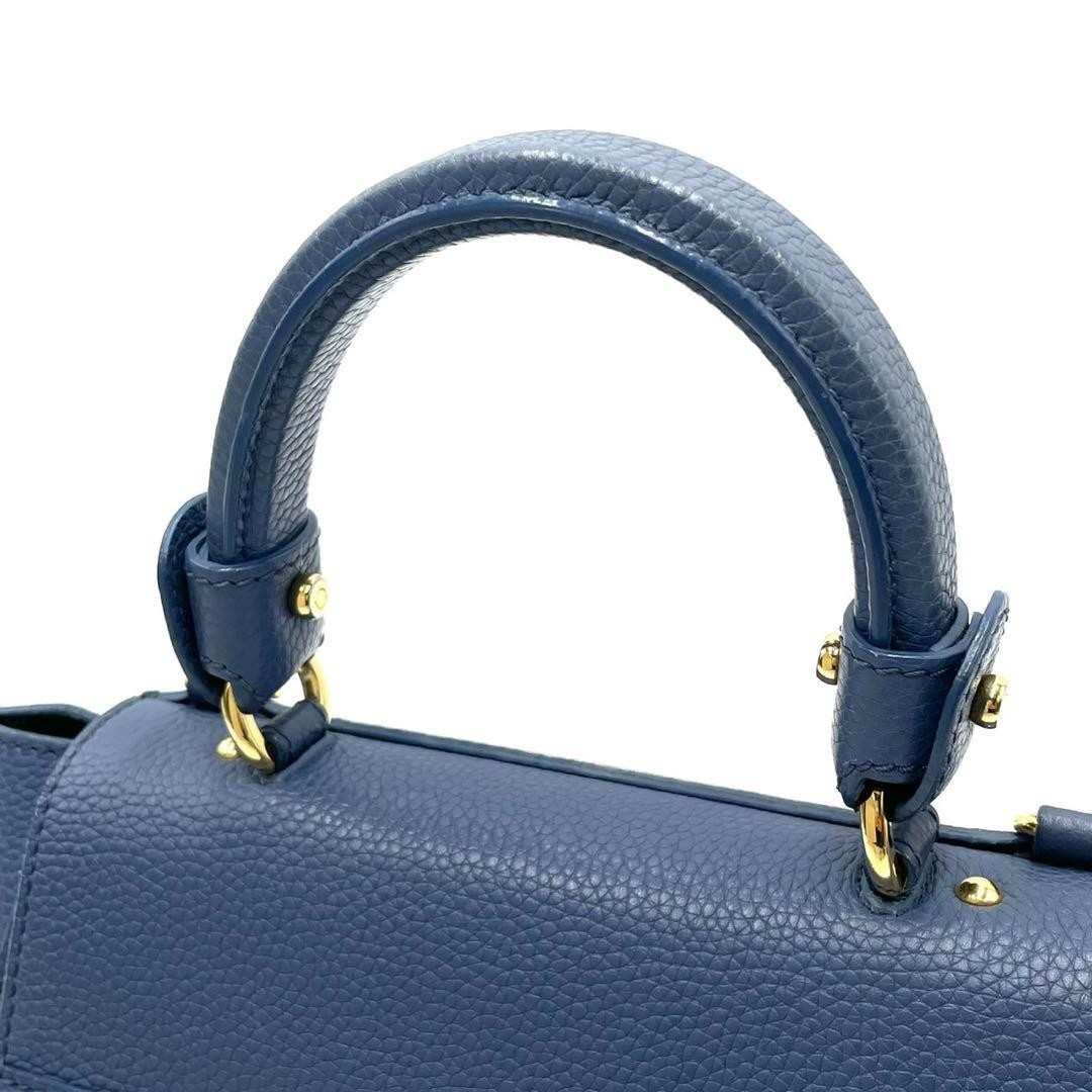 Salvatore Ferragamo Sofia 2way Gancini Leather Handle Crossbody Blue Gold Auth