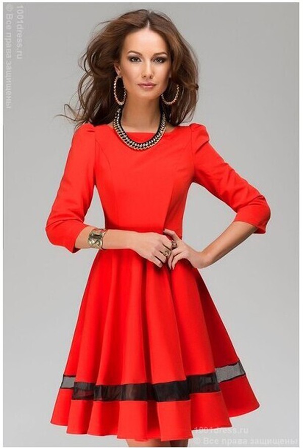 Fashion 3/4 Sleeves Women Flared A-Line Swing Casual Party Cocktail Dress US