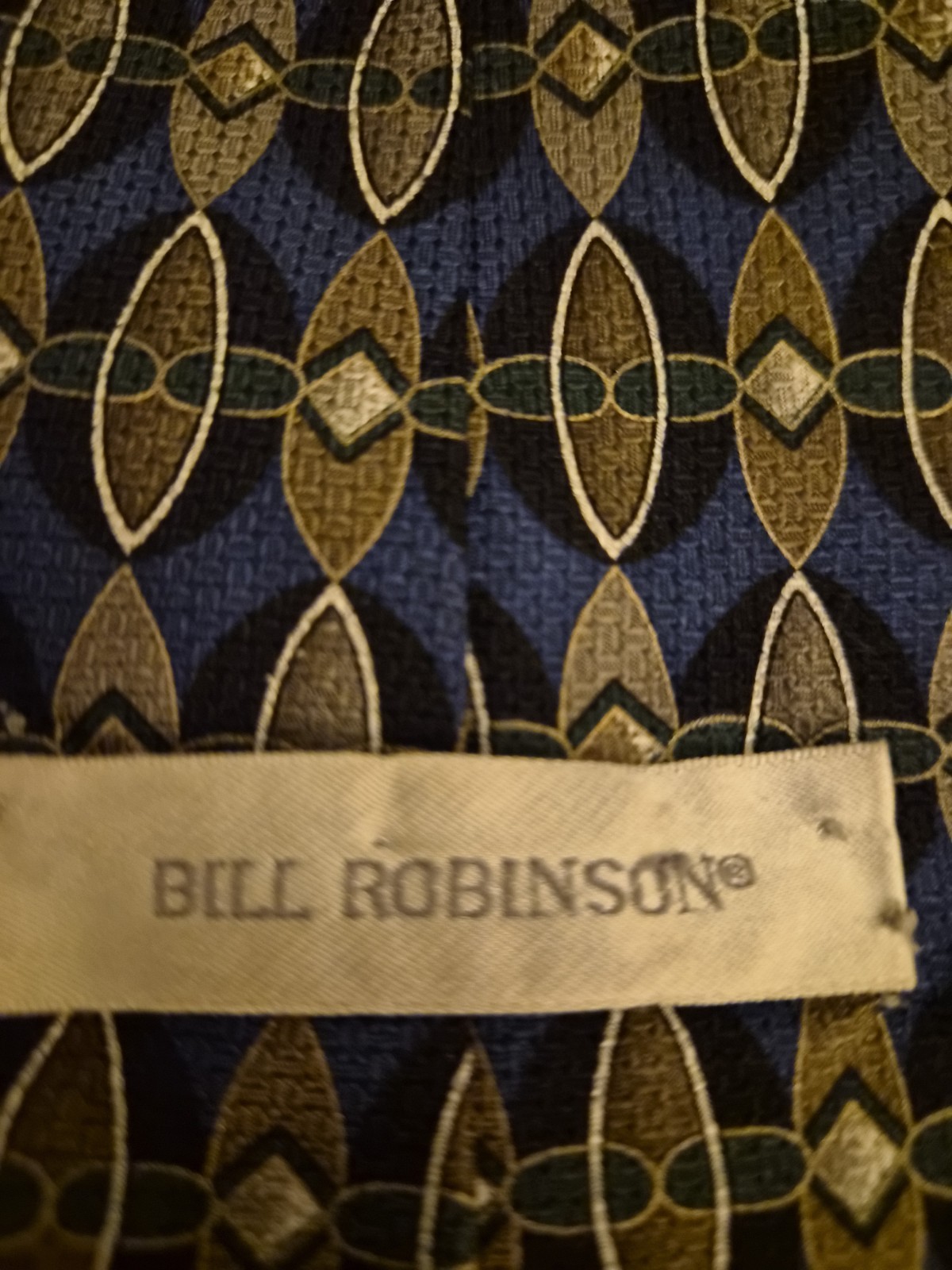 Bill Robinson Men’s Geometric Woven Tie Blue Gold Black One Size Classic