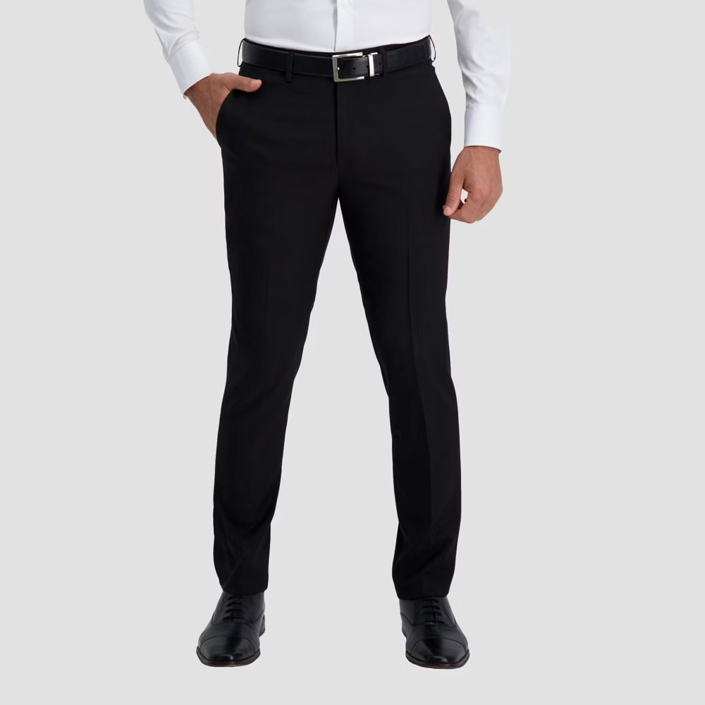 Haggar H26 Men Stretch Slim Fit Dress Pants – Black 34×30: Polyester