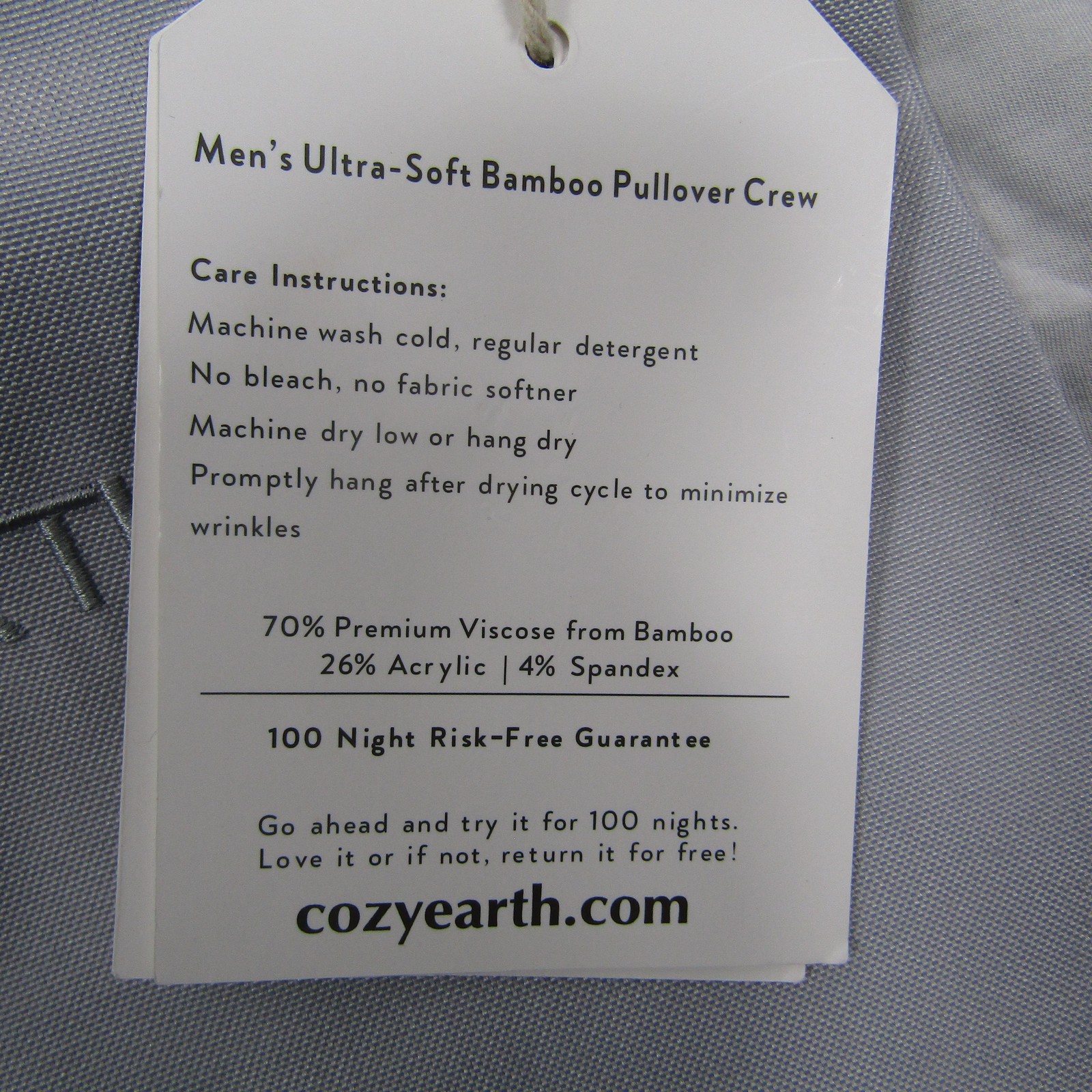 Cozy Earth Sweatshirt Mens 2XL Gray Pullover Lightweight Breathable Logo
