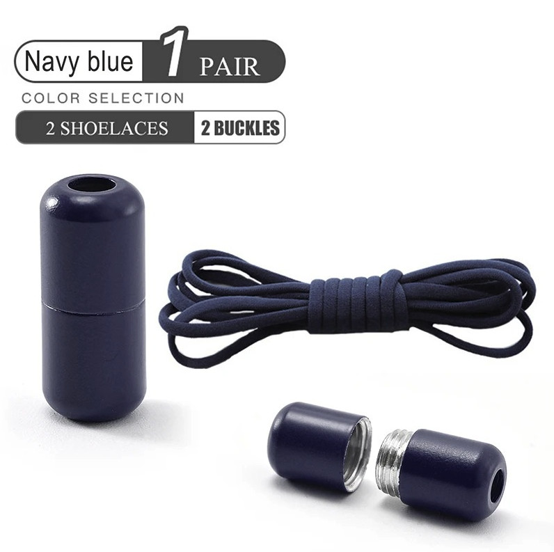 1 Pair Elastic No Tie Shoelaces Metal Lock Sneakers Quick Lace System – NEW