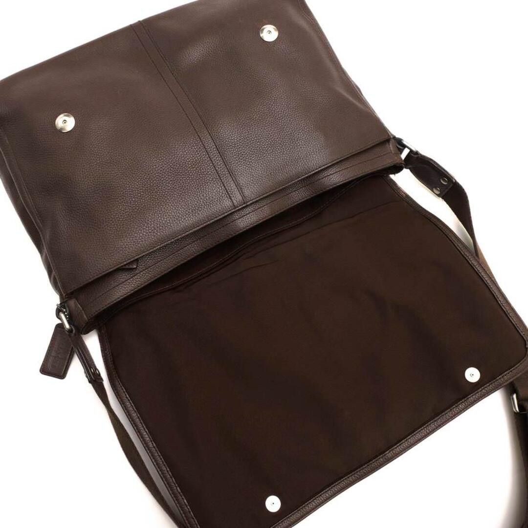 COACH shoulder bag for men leather dark brown F70423 CAMDEN pebbled leather mes