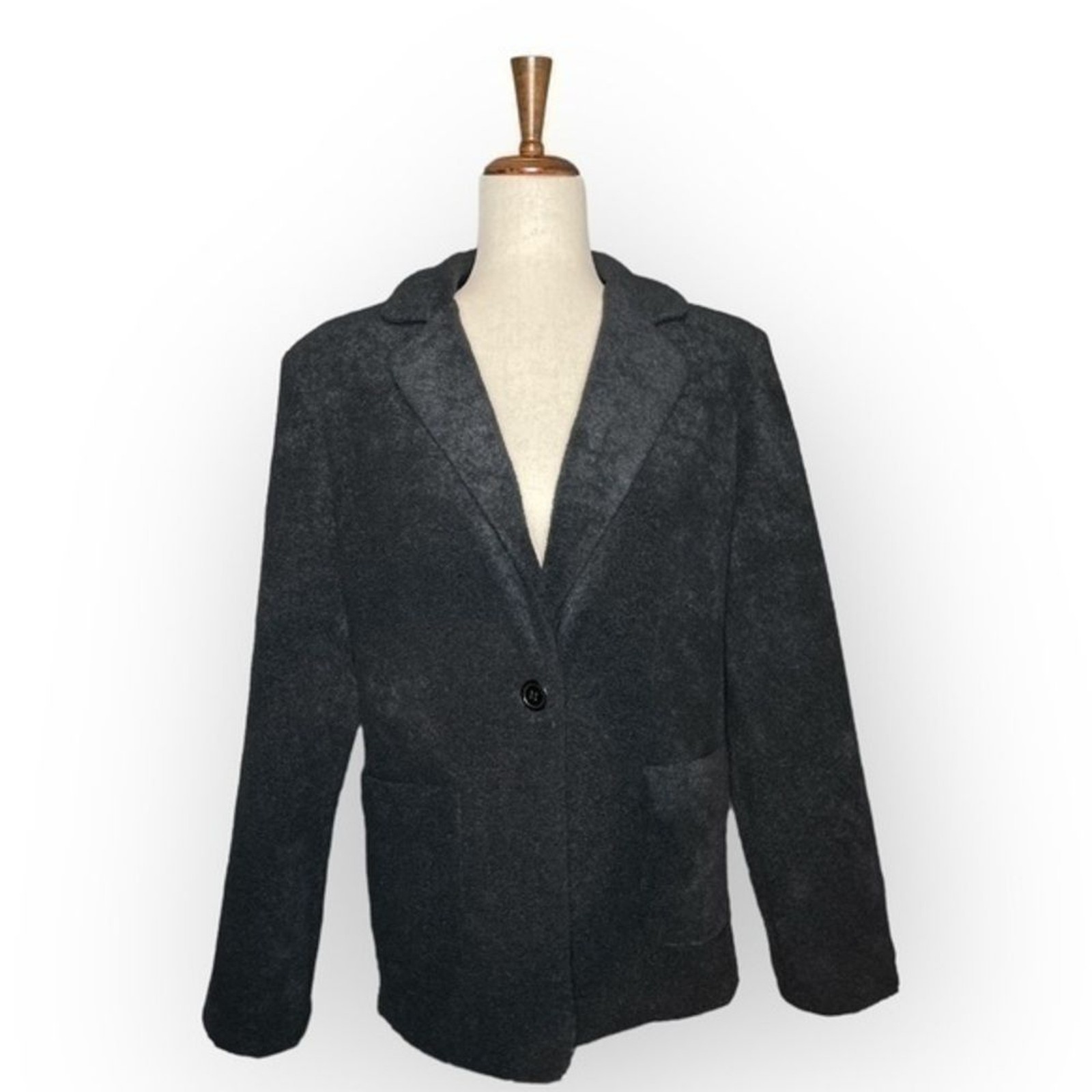 Sandro Paris Black Teddy Blazer Soft Tailored Sherpa Fleece Jacket Size M Medium
