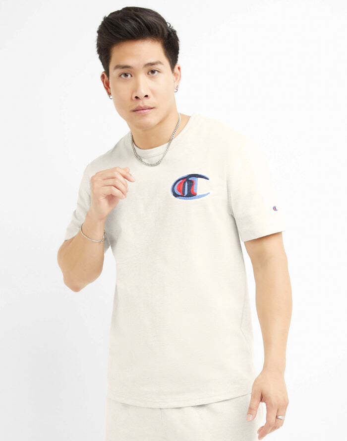 Champion Men’s Chain Stitched C Heritage Tee Oatmeal Heather GT19 5863NA K74