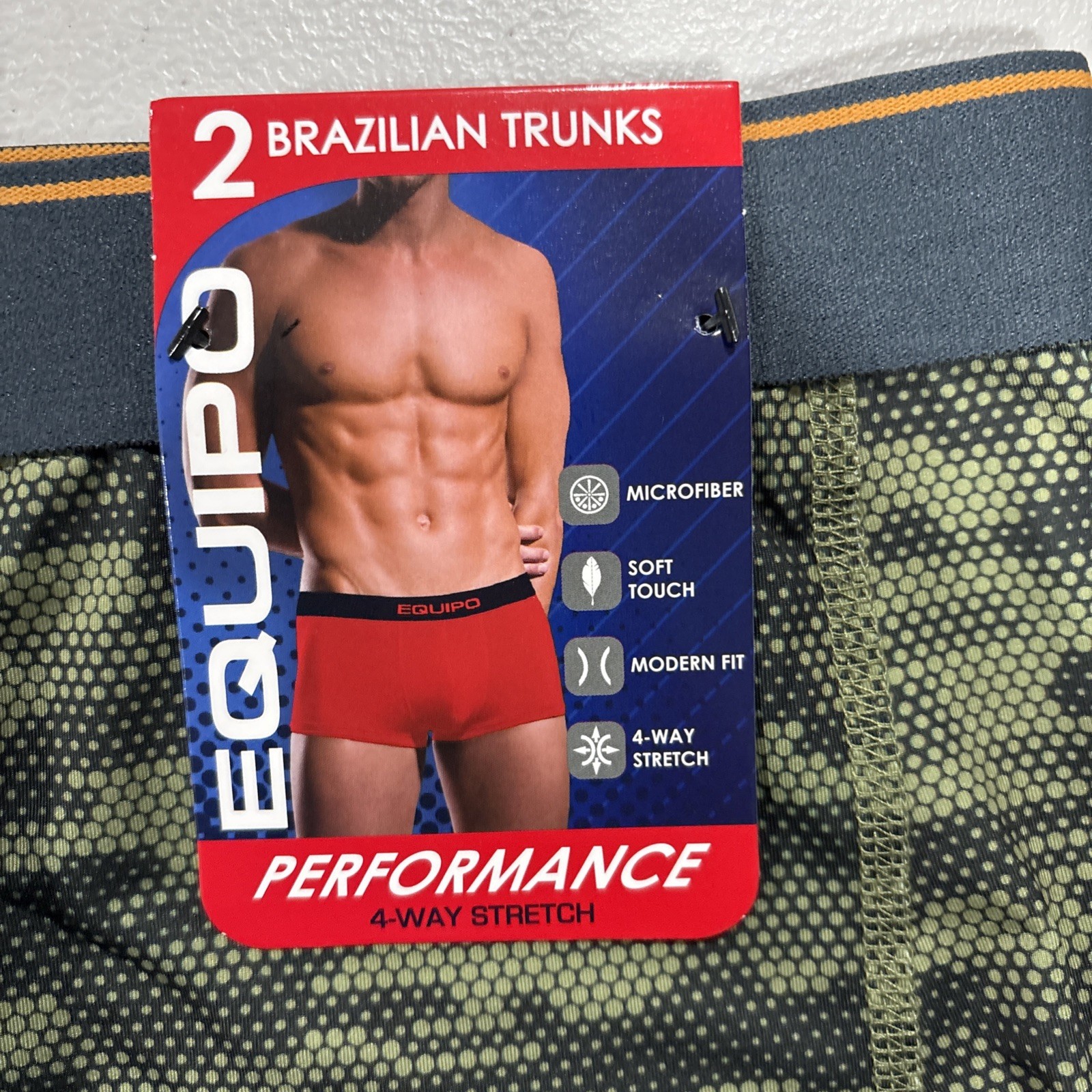 2 Pack Equipo Brazilian TRUNK Brief Underwear Microfiber Stretch Men’s Green S
