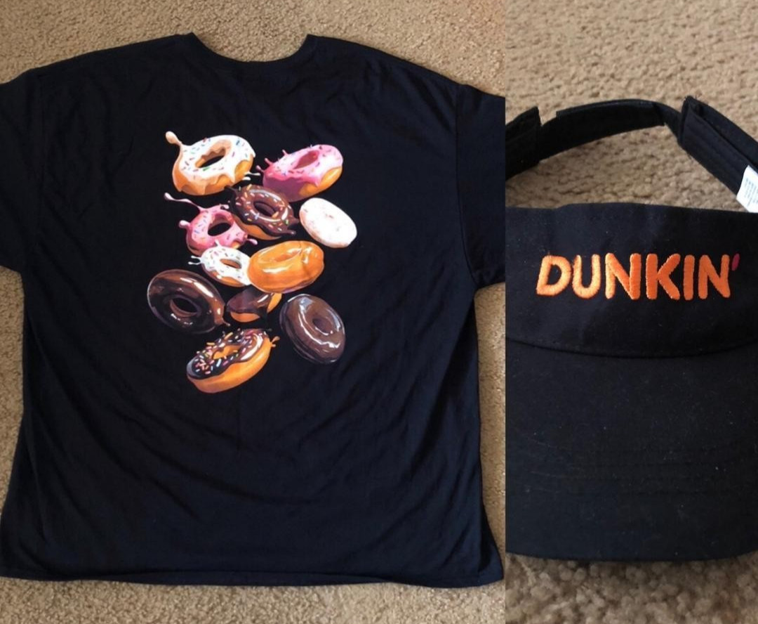 DUNKIN’ DONUTS UNIFORM Drinks Shirt + Visor – SIZE 3XL Official